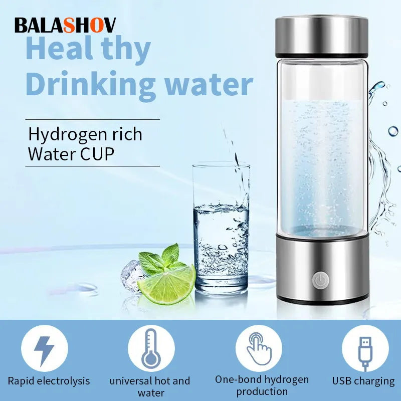 Rich Hydrogen Oxygen Water Cup H2 Inhalation Device Water Bottle SPE PEM Dual Chamber Maker Lonizer Healthcare Water Cup